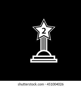 Trophy icon 2nd winner flat design. Vector illustration.