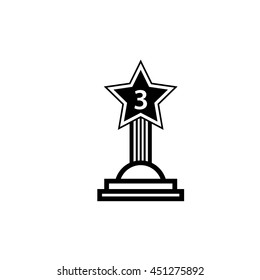 Trophy icon 3rd winner line art flat design. Vector illustration.
