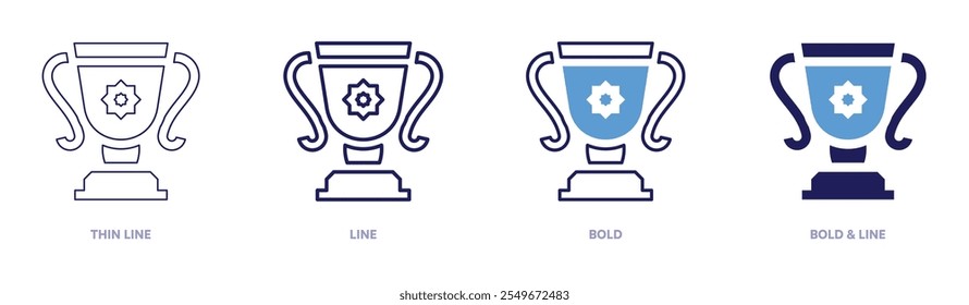 Trophy icon in 4 different styles. Thin Line, Line, Bold, and Bold Line. Duotone style. Editable stroke.