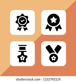 trophy icon. 4 trophy set with medal and prize vector icons for web and mobile app