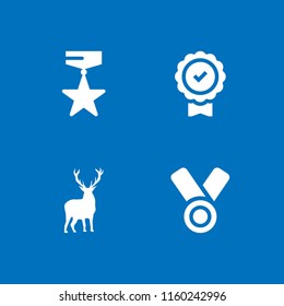 trophy icon. 4 trophy set with medal and deer vector icons for web and mobile app