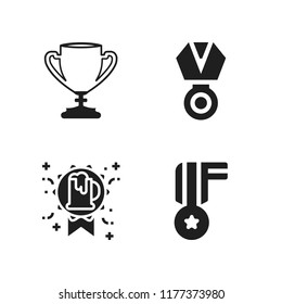 trophy icon. 4 trophy vector icons set. reward, big trophy and medal icons for web and design about trophy theme