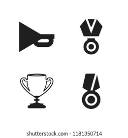 trophy icon. 4 trophy vector icons set. horn, big trophy and medal icons for web and design about trophy theme