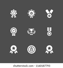 trophy icon. 9 trophy set with medal and first prize trophy vector icons for web and mobile app