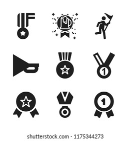 trophy icon. 9 trophy vector icons set. reward, horn and medal with number icons for web and design about trophy theme