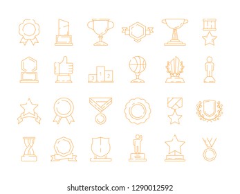 Trophy icon. Award cup quality sport winners rewards vector signs thin line