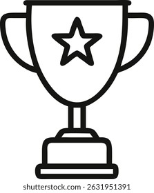 Ícone de troféu, copa de prêmio com símbolo de estrela, realização ou símbolo de sucesso para competição ou recompensa, vetor EPS10