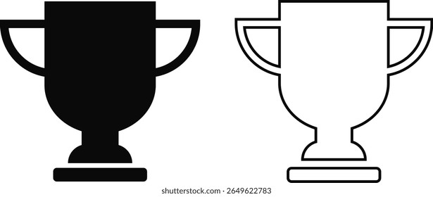 trophy icon. award trophy with elegant handles. gold trophy cup icons. classic victory trophy for competition winners trophee. Reward symbol sign
