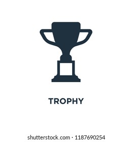 Trophy icon. Black filled vector illustration. Trophy symbol on white background. Can be used in web and mobile.