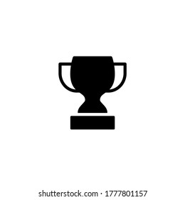 Icono de trofeo en glifo plano negro, estilo relleno aislado en fondo blanco
