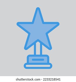 Icono de trofeo de estilo azul, utilizado para presentación de aplicaciones móviles del sitio web