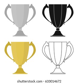 Trophy icon in cartoon style isolated on white background. Winner cup symbol stock vector illustration.