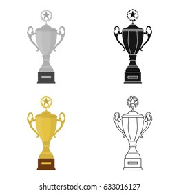 Trophy icon in cartoon style isolated on white background. Winner cup symbol stock vector illustration.