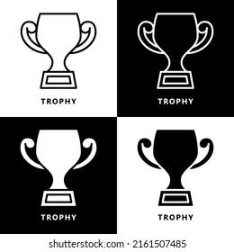 Caricatura del icono del trofeo. Logotipo vector de símbolo de la copa ganadora
