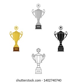 Trophy icon in cartoon,black style isolated on white background. Winner cup symbol stock vector illustration.