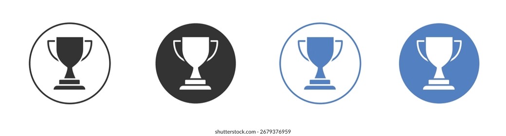 Trophy icon collection for app in black and blue colors