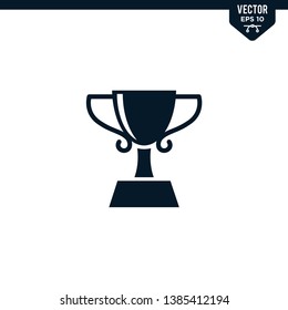 Trophy icon collection in glyph style, solid color vector