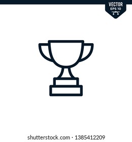 Trophy icon collection in outlined or line art style, editable stroke vector