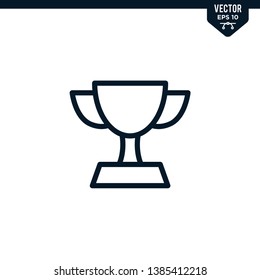 Trophy icon collection in outlined or line art style, editable stroke vector