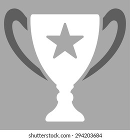 Trophy icon from Competition & Success Bicolor Icon Set. Vector style: flat bicolor symbols, dark gray and white colors, rounded angles, silver background.