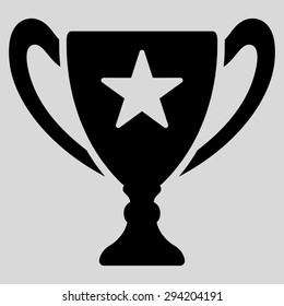 Trophy icon from Competition & Success Bicolor Icon Set. Vector style: flat symbols, black color, rounded angles, light gray background.