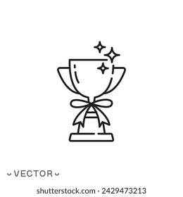 trophy icon, Trophy Cup, thin line symbol isolated on white background, editable stroke eps 10 vector illustration