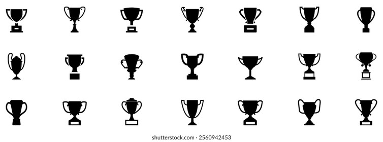 Trophy icon. Trophy cup, winner cup, victory cup icon. Reward symbol sign for web and mobile. Award icon set. Champion symbol. champion cup icon. Championship winner award symbol. Competition trophy. 