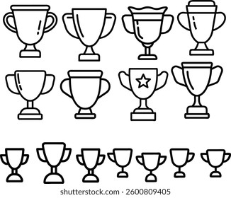 Trophy icon. Trophy cup, winner cup, victory cup icon. Reward symbol sign for web and mobile.Trophy icon set. Winner cup and victory reward symbol. 


