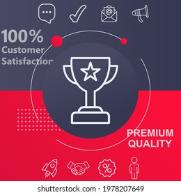 Trophy icon. Customize your design with a navy and red colored background template