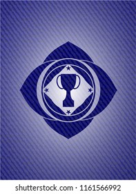 trophy icon with denim texture