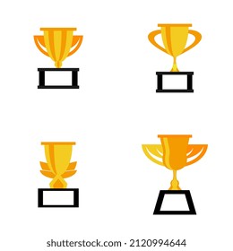 trophy icon design illustration with various ornaments, can be used as a symbol of appreciation in a competition, etc