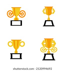 trophy icon design illustration with various ornaments, can be used as a symbol of appreciation in a competition, etc