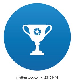 Trophy icon design on blue background,vector