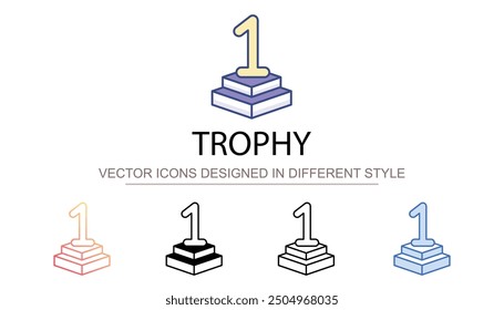 Trophy icon design with white background stock illustration