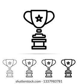 trophy icon in different shapes, thickness. Simple thin line, outline vector of education icons for UI and UX, website or mobile application
