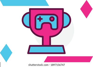 Trophy icon filled line color .Game genres and attributes elements. Popular game