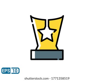 trophy icon in filled line style. vector illustration for graphic design, website, UI isolated on white background. EPS 10