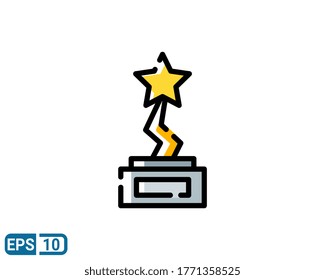 icono de trofeo con estilo de línea rellena aislado en fondo blanco. EPS 10