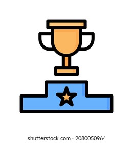 Icono de trofeo, Icono de estilo de línea rellena, Ilustración vectorial, Adecuada para sitio web, aplicación móvil, impresión, presentación, infografía y cualquier otro proyecto.