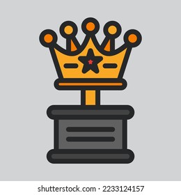 Trophy icon in filled line style, use for website mobile app presentation