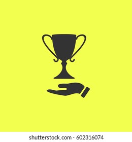 Trophy icon flat. Black pictogram 