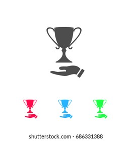 Trophy icon flat. Color pictogram on white background. Vector illustration symbol and bonus icons