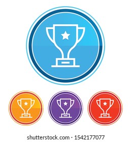 Trophy icon flat design round buttons set illustration design isolated on white background