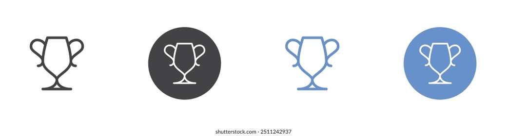 Trophy icon Flat set in black and white color