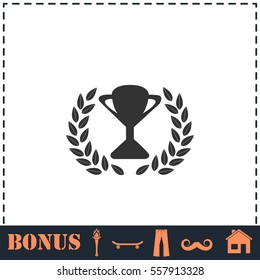 Trophy icon flat. Simple vector symbol and bonus icon