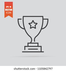 Trophy icon in flat style isolated on grey background. For your design, logo. Vector illustration.