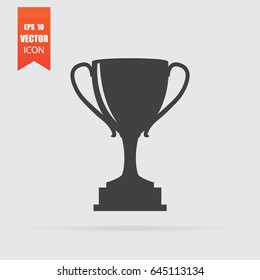 Trophy icon in flat style isolated on grey background. For your design, logo. Vector illustration.