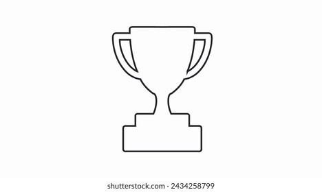 Trophy icon in flat style. Vector isolated black and white illustration