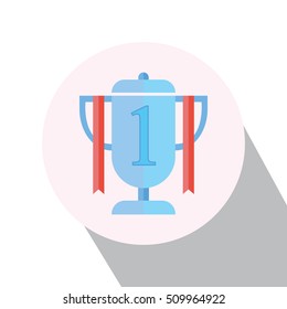 trophy icon flat vector with long shadow