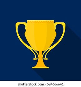 Trophy icon in flate style isolated on white background. Winner cup symbol stock vector illustration.